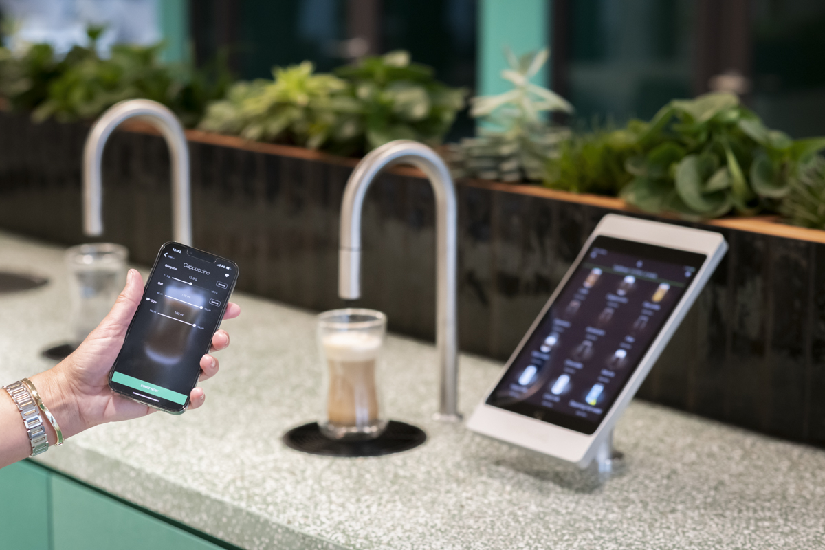 Image showing TopBrewer app on customisation screen with TopBrewer and TopWater in the background