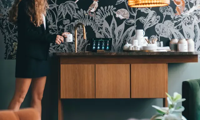 TopBrewer installed behind the wall by the architect at Office Club, Copenhagen