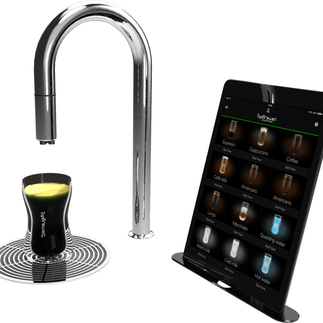A polished TopBrewer faucet with Americano from Amokka®