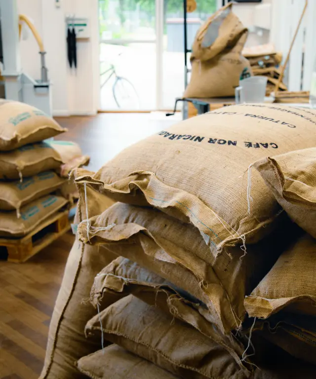 Coffee bags in the Amokka Roastery