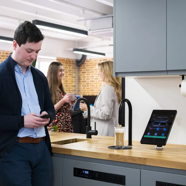 Wiser's London HQ kitchen area with TopBrewer coffee machine