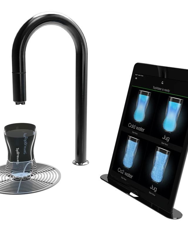 A black faucet for TopBrewer serving sparkling water