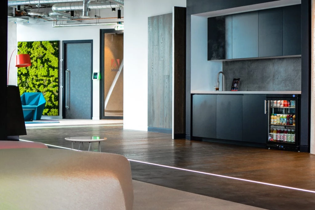 Adobe London Office living wall with TopBrewer on the right