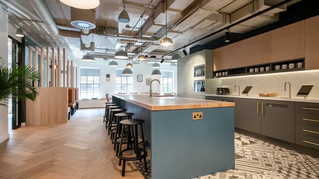 Peldon Rose Office Kitchen Breakout space with two TopBrewers